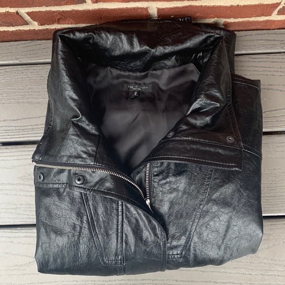 rag & bone Monica Faux Leather Foil Jacket - Picture 1 of 13